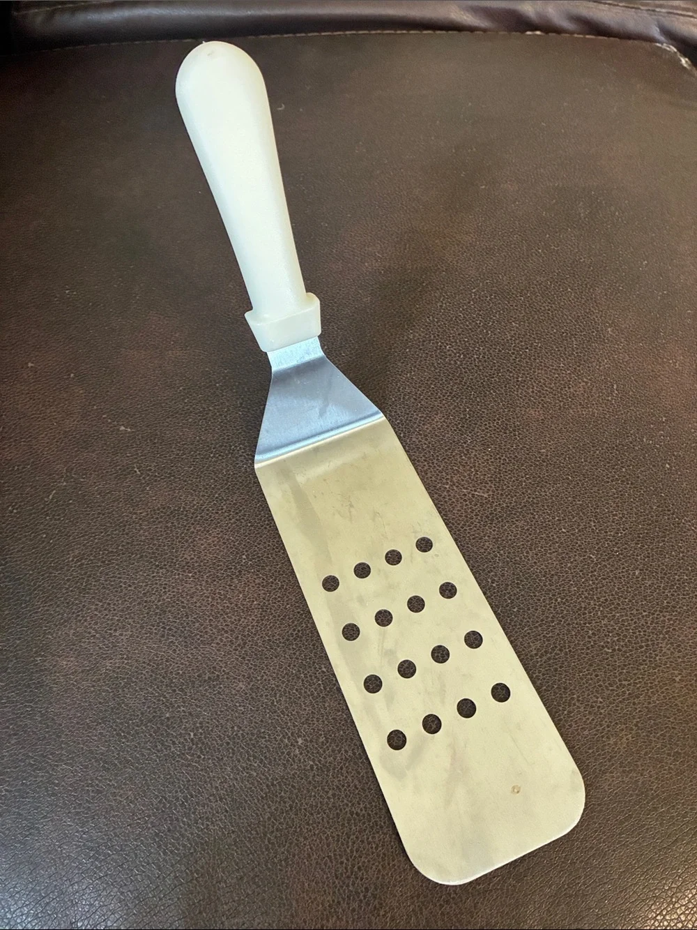 White-Handled Stainless Steel Slotted Turner Spatula